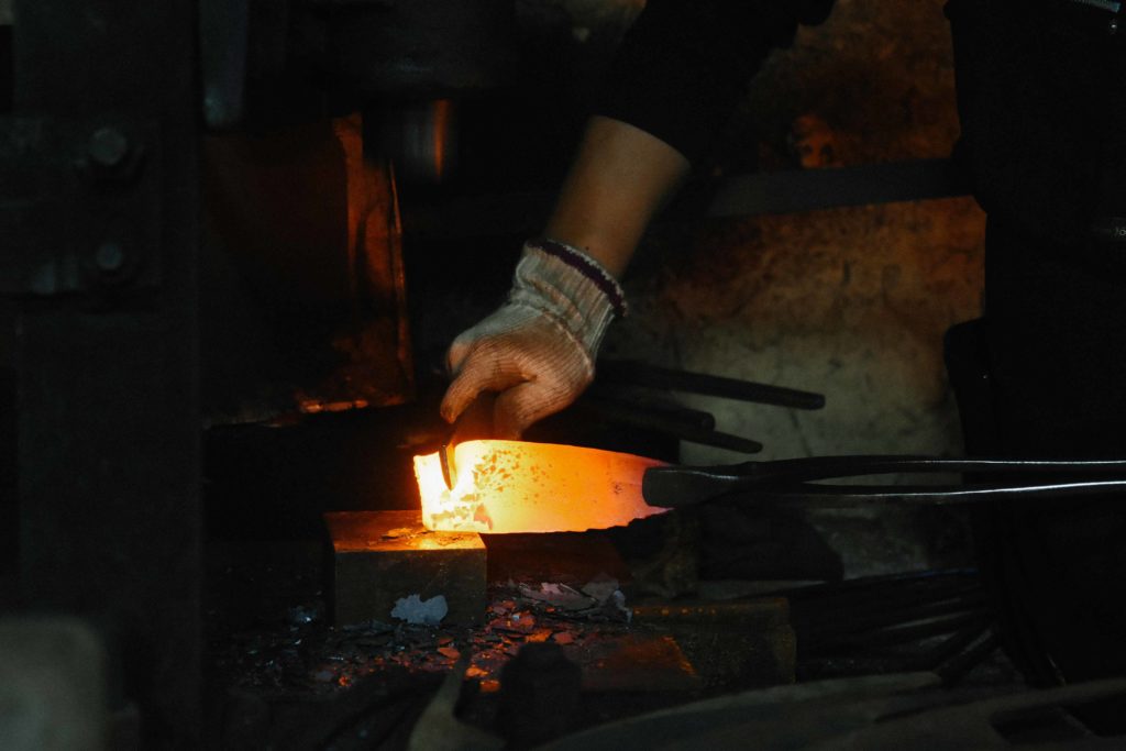 Showing the process of making the tang of a blade